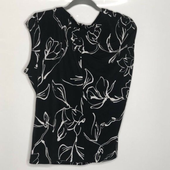 Karl Langerfeld Paris Peephole Back Black Floral Blouse Size L - Picture 3 of 5